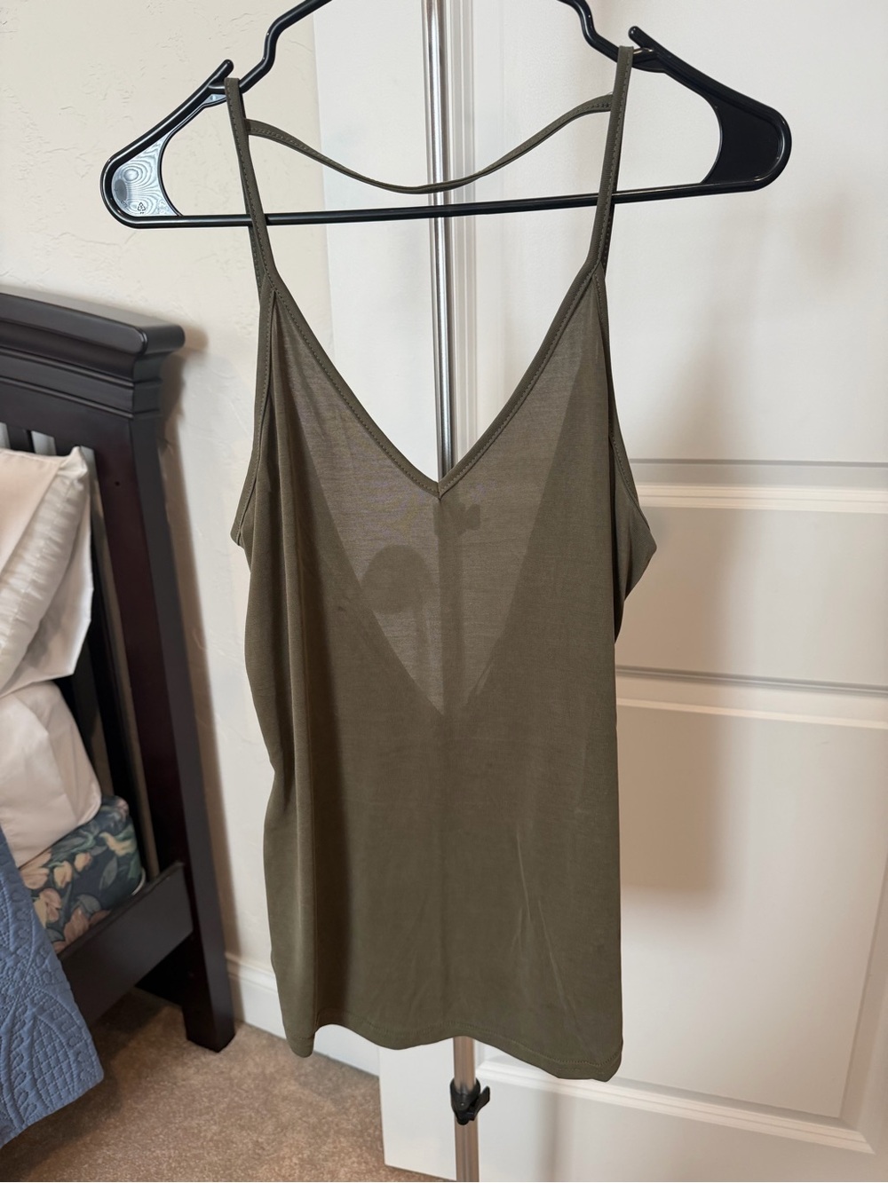 Lightweight Olive V-Neck Spaghetti Strap Camisole